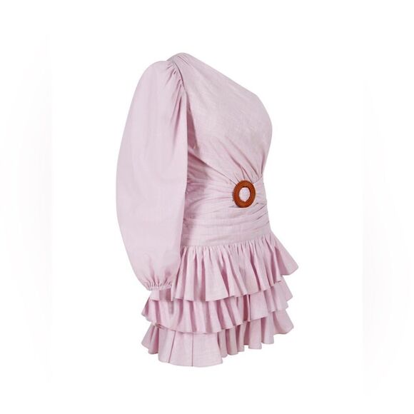 GIGIIs SOLEIL One Shoulder Soft Pink Tiered Dress  size S - Picture 4 of 8